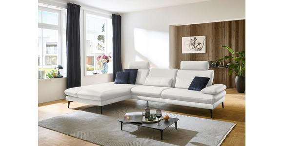 ECKSOFA in Echtleder Weiß  195/308 cm  - Schwarz/Weiß, Design, Leder/Metall (195/308cm) - Dieter Knoll