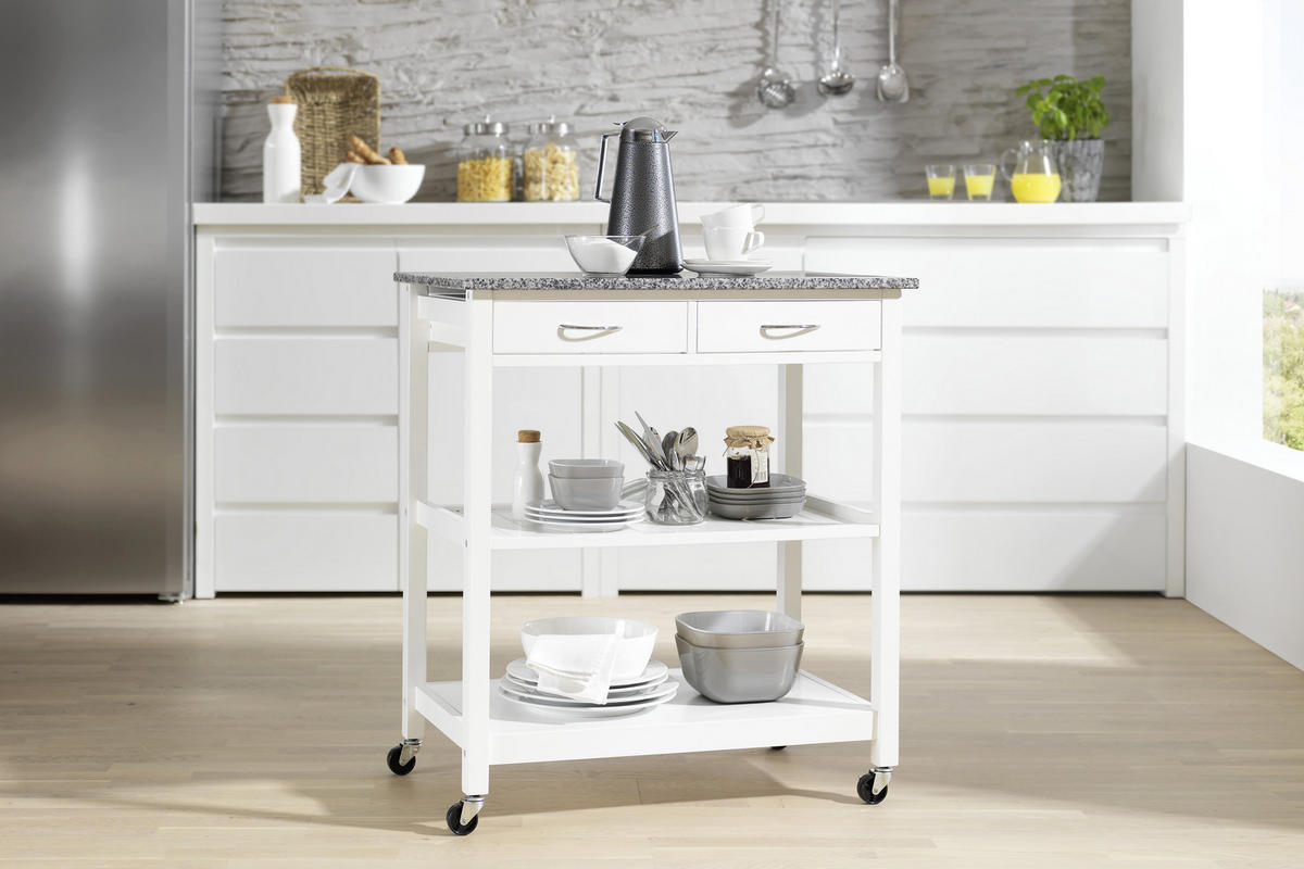 SERVIERWAGEN in Grau, Weiss  - Weiss/Grau, Design, Holzwerkstoff/Stein (78/87/48cm) - Xora