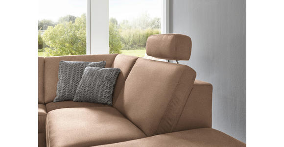ECKSOFA in Mikrofaser Sandfarben 275/242 cm - Sandfarben/Alufarben, Design, Textil/Metall (275/242cm) - Dieter Knoll