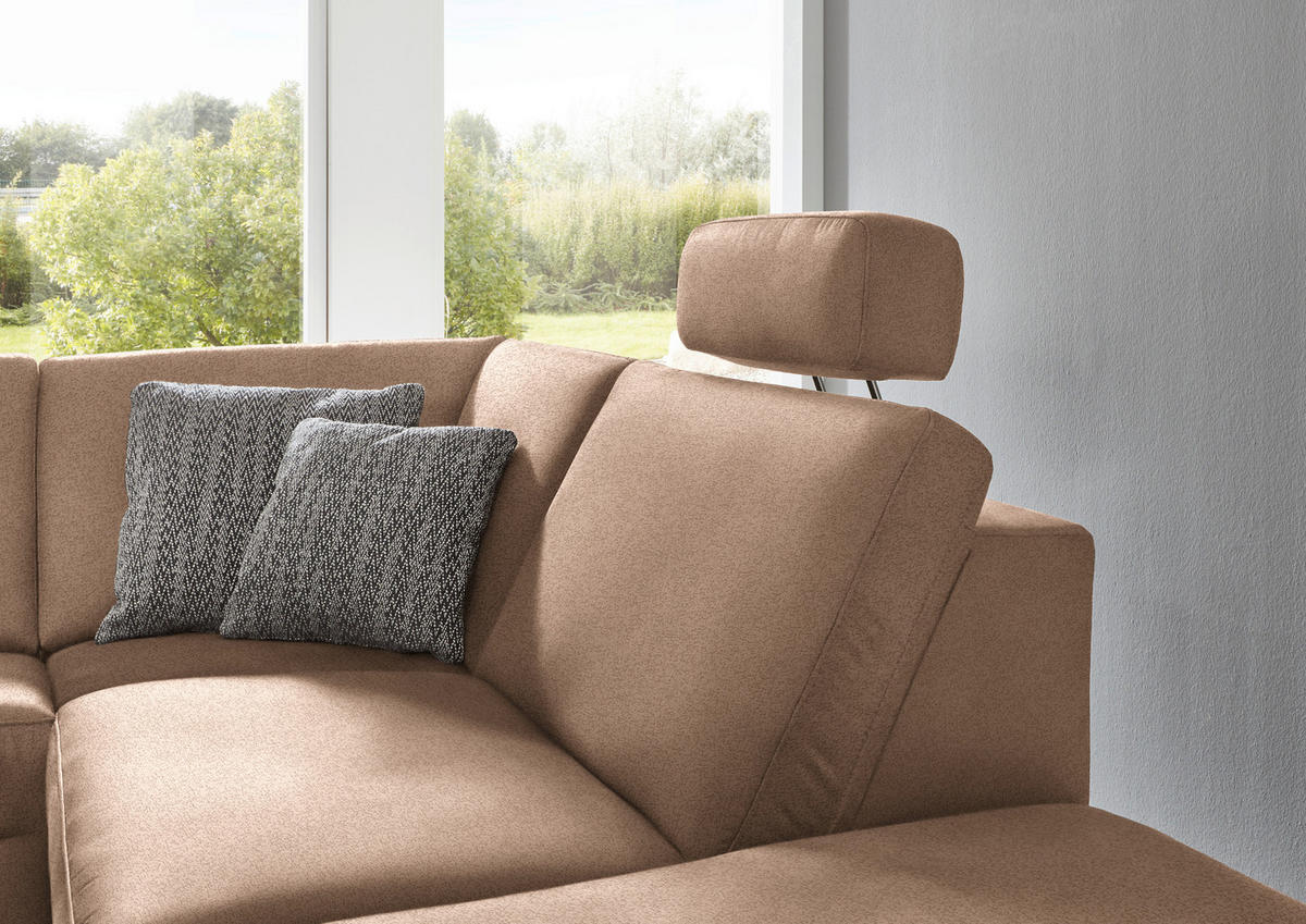 ECKSOFA in Mikrofaser Sandfarben  - Sandfarben/Alufarben, Design, Textil/Metall (275/242cm) - Dieter Knoll