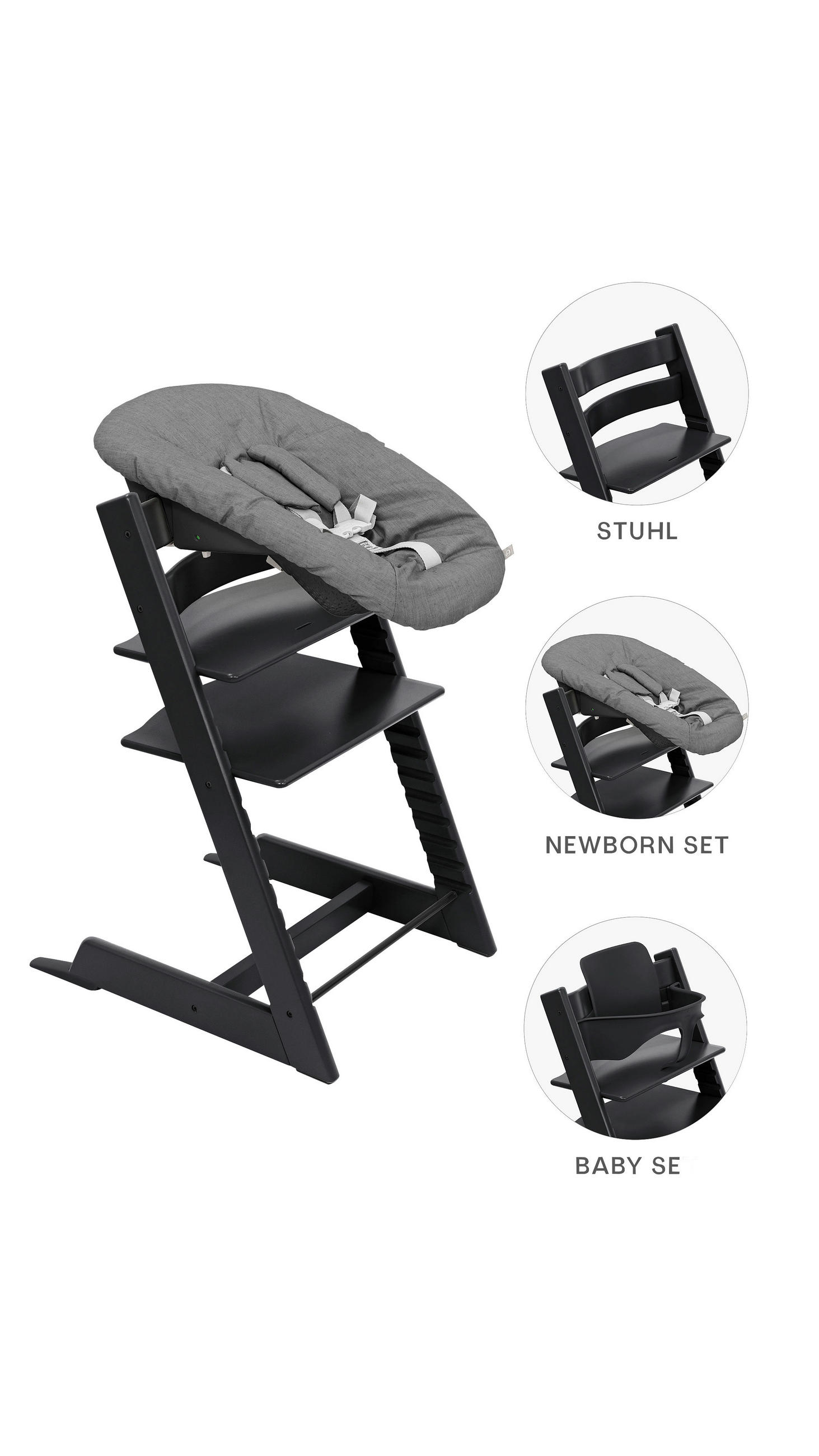 Stokke Hochstuhl-Set Tripp Trapp Bundles Schwarz 87x65x46 cm
