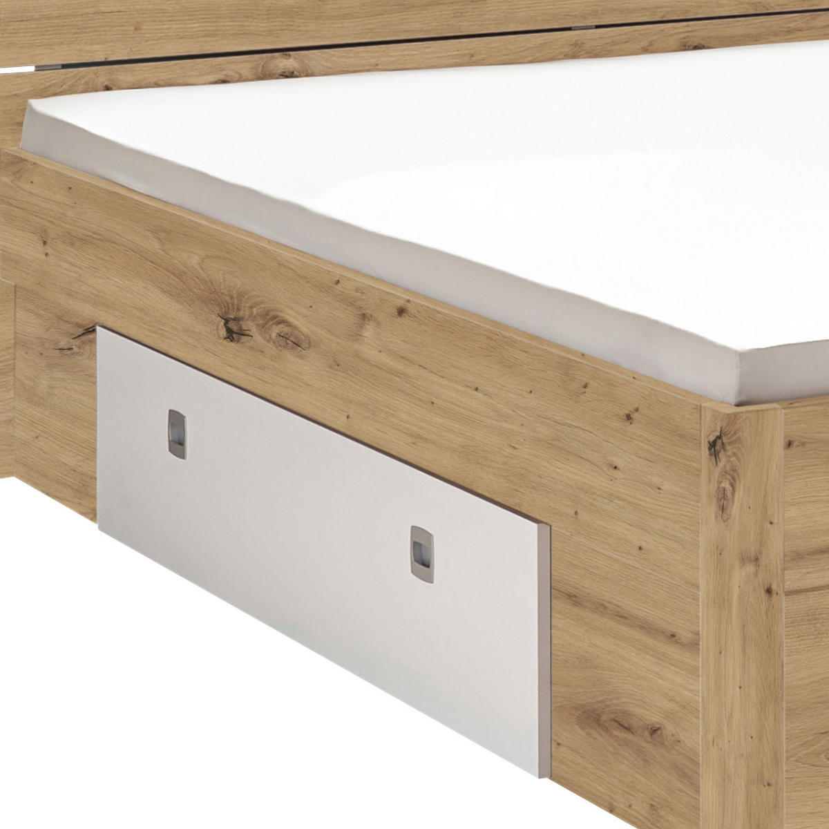 STAURAUMBETT 180/200 cm  in Weiß, Eiche Artisan  - Weiß/Eiche Artisan, KONVENTIONELL, Holzwerkstoff/Kunststoff (180/200cm) - MID.YOU