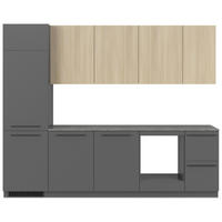KÜCHENBLOCK 285 cm   in Graphitfarben, Eichefarben  - Eichefarben/Schwarz, Basics, Holzwerkstoff/Kunststoff (285cm) - Visiona
