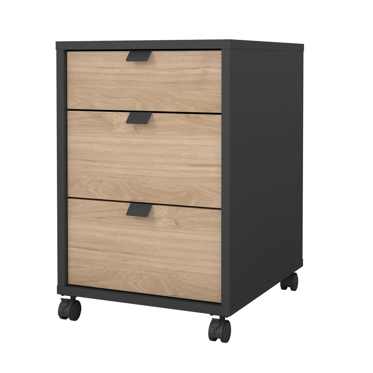 ROLLCONTAINER 40,8/60,8/48,2 cm  - Eichefarben/Schwarz, Modern, Holzwerkstoff/Kunststoff (40,8/60,8/48,2cm) - MID.YOU