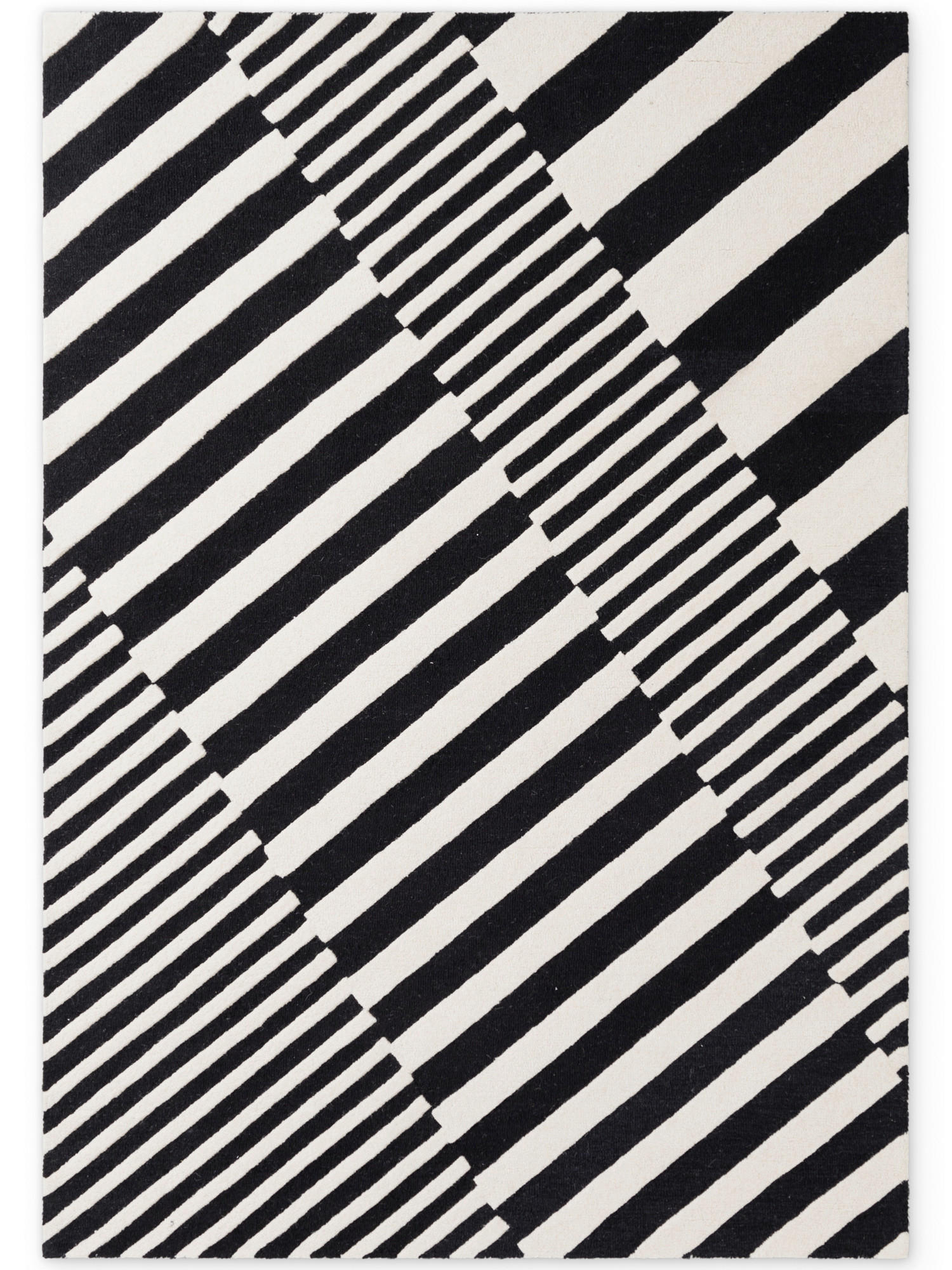 WOLLTEPPICH 120/180 cm Stryve Schwarz, Weiß rechteckig  - Schwarz/Weiß, Basics, Textil (120/180cm) - Elle Decoration