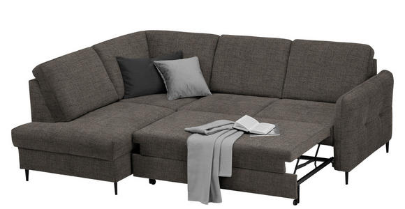 ECKSOFA in Chenille Graubraun  - Graubraun/Schwarz, MODERN, Holz/Textil (184/241cm) - Carryhome