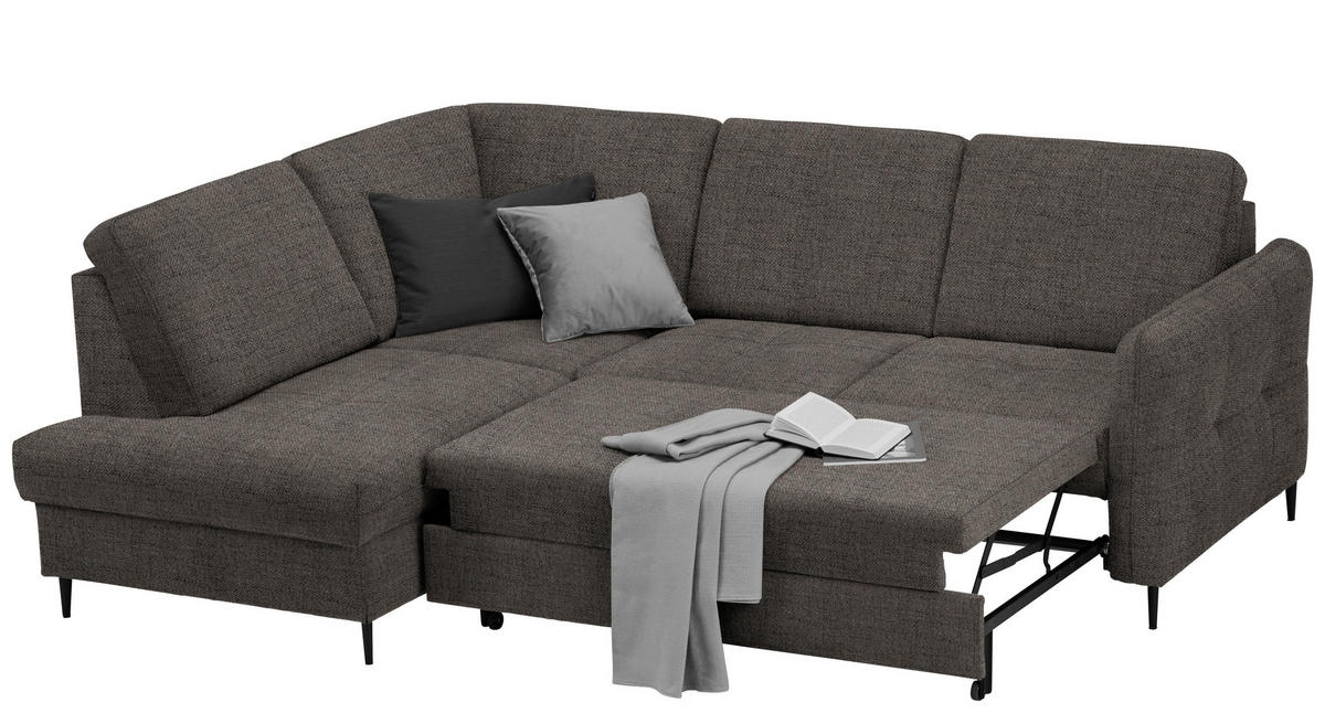 ECKSOFA in Chenille Graubraun  - Graubraun/Schwarz, Modern, Holz/Textil (184/241cm) - Carryhome