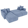 ECKSOFA in Samt Hellblau  - Chromfarben/Hellblau, KONVENTIONELL, Kunststoff/Textil (195/293cm) - Carryhome