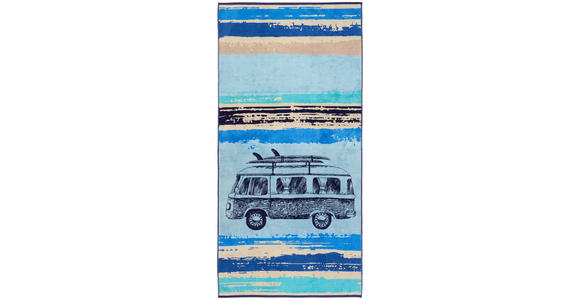STRANDTUCH GRADO Blau, Beige 90/180 cm - Blau/Beige, KONVENTIONELL, Textil (90/180cm) - Esposa