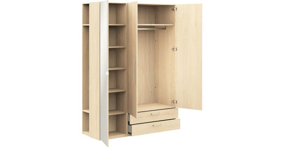 KLEIDERSCHRANK 3-türig Eichefarben  - Edelstahlfarben/Eichefarben, Design, Glas/Holzwerkstoff (152,6/213,6/59,3cm) - Cantus