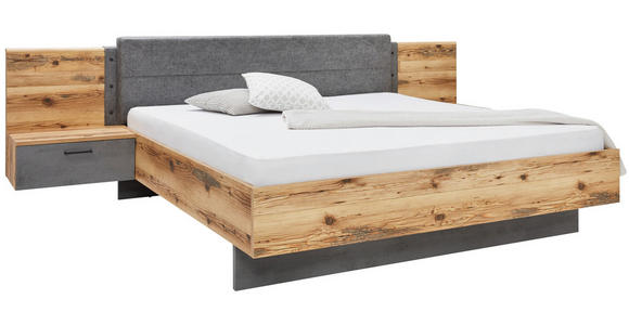 Bettanlage Alicante - Fichtefarben/Grau, MODERN, Holzwerkstoff/Textil (180/200cm) - Luca Bessoni