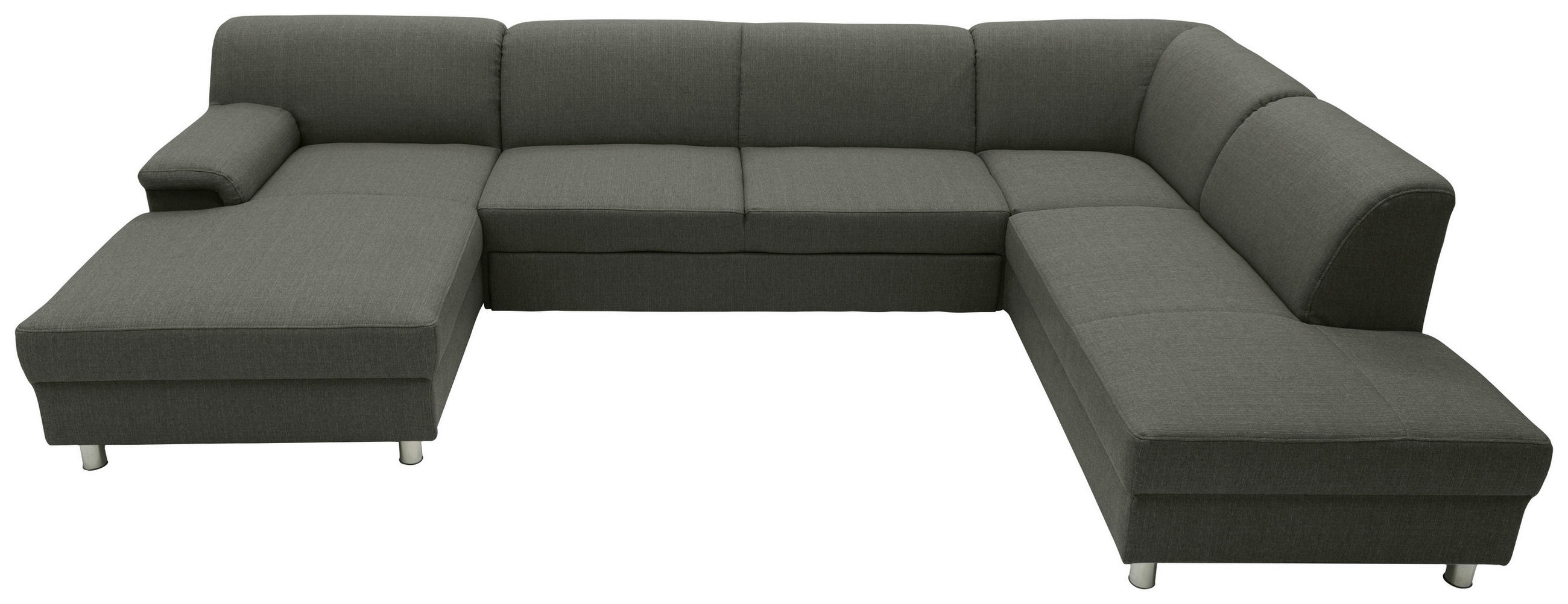 WOHNLANDSCHAFT Schlammfarben Webstoff - Chromfarben/Schlammfarben, KONVENTIONELL, Textil/Metall (150/308/194cm) - MID.YOU