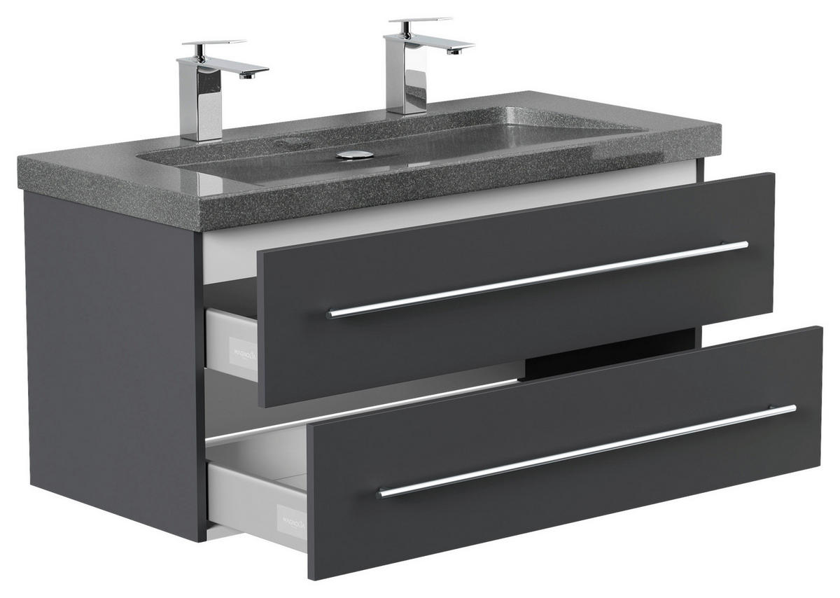 WASCHTISCHKOMBI 100 cm  - Graphitfarben, Basics, Holzwerkstoff/Stein (100cm) - MID.YOU