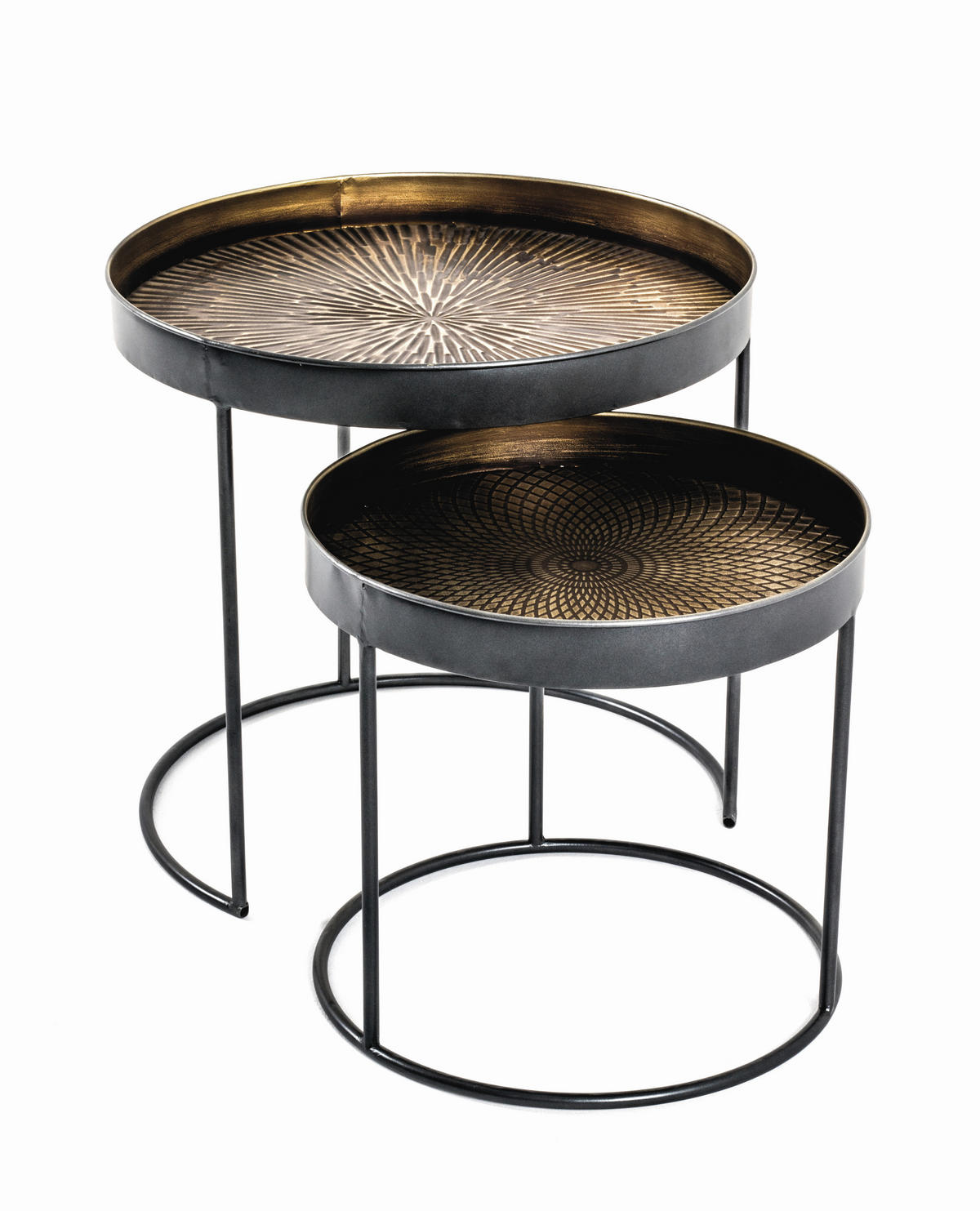 BEISTELLTISCHSET in Metall 38-41/38-41/48-51 cm  - Schwarz/Kupferfarben, Design, Metall (38-41/38-41/48-51cm)