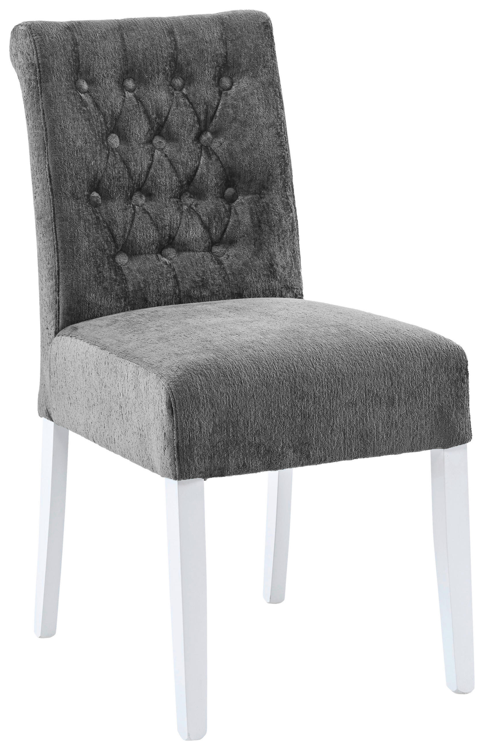 STUHL Chenille Grau Buche massiv  - Weiß/Grau, KONVENTIONELL, Holz/Textil (46,5/91/65cm) - Cantus