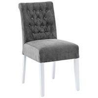 STUHL Chenille Grau Buche massiv  - Weiß/Grau, KONVENTIONELL, Holz/Textil (46,5/91/65cm) - Cantus