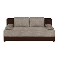 SCHLAFSOFA  mit Schlafen auf Sitzhöhe Lederlook, Webstoff Cappuccino, Mokka  - Schwarz/Mokka, Design, Kunststoff/Textil (200/90/103cm) - P & B