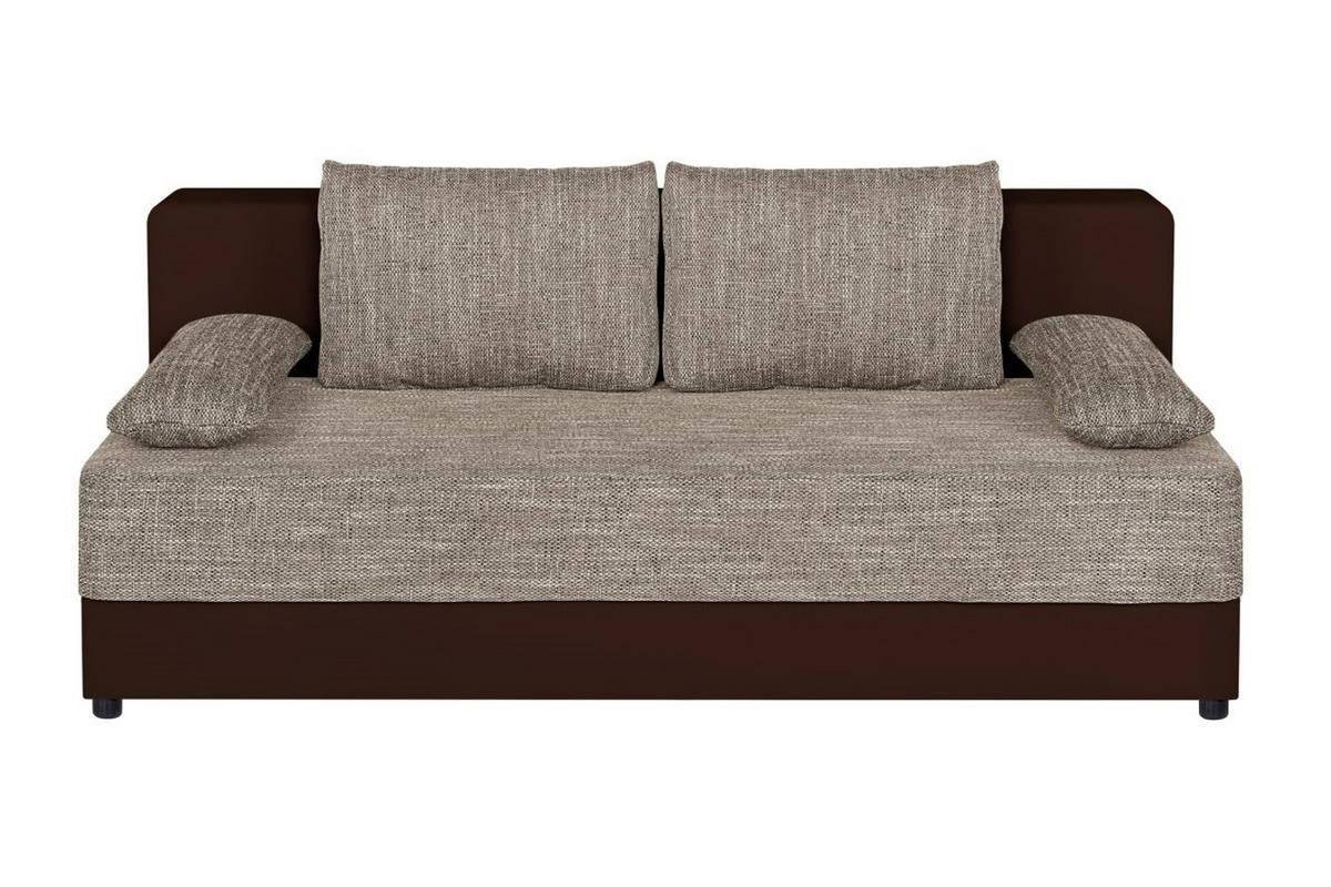 SCHLAFSOFA  mit Schlafen auf Sitzhöhe Lederlook, Webstoff Cappuccino, Mokka  - Schwarz/Mokka, Design, Kunststoff/Textil (200/90/103cm) - P & B