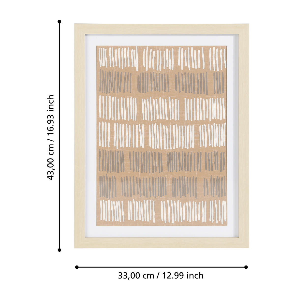 DRUCKGRAFIK Abstraktes Schwarz, Weiß, Terracotta  - Eichefarben/Terracotta, Trend, Glas/Papier (33/1,6/43cm) - Eglo