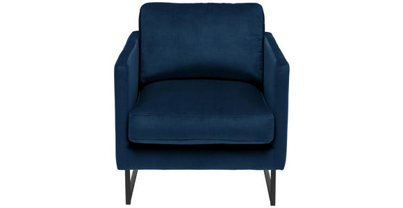 SESSEL in Samt Dunkelblau - Schwarz/Dunkelblau, Design, Textil/Metall (72/78/84cm) - Carryhome