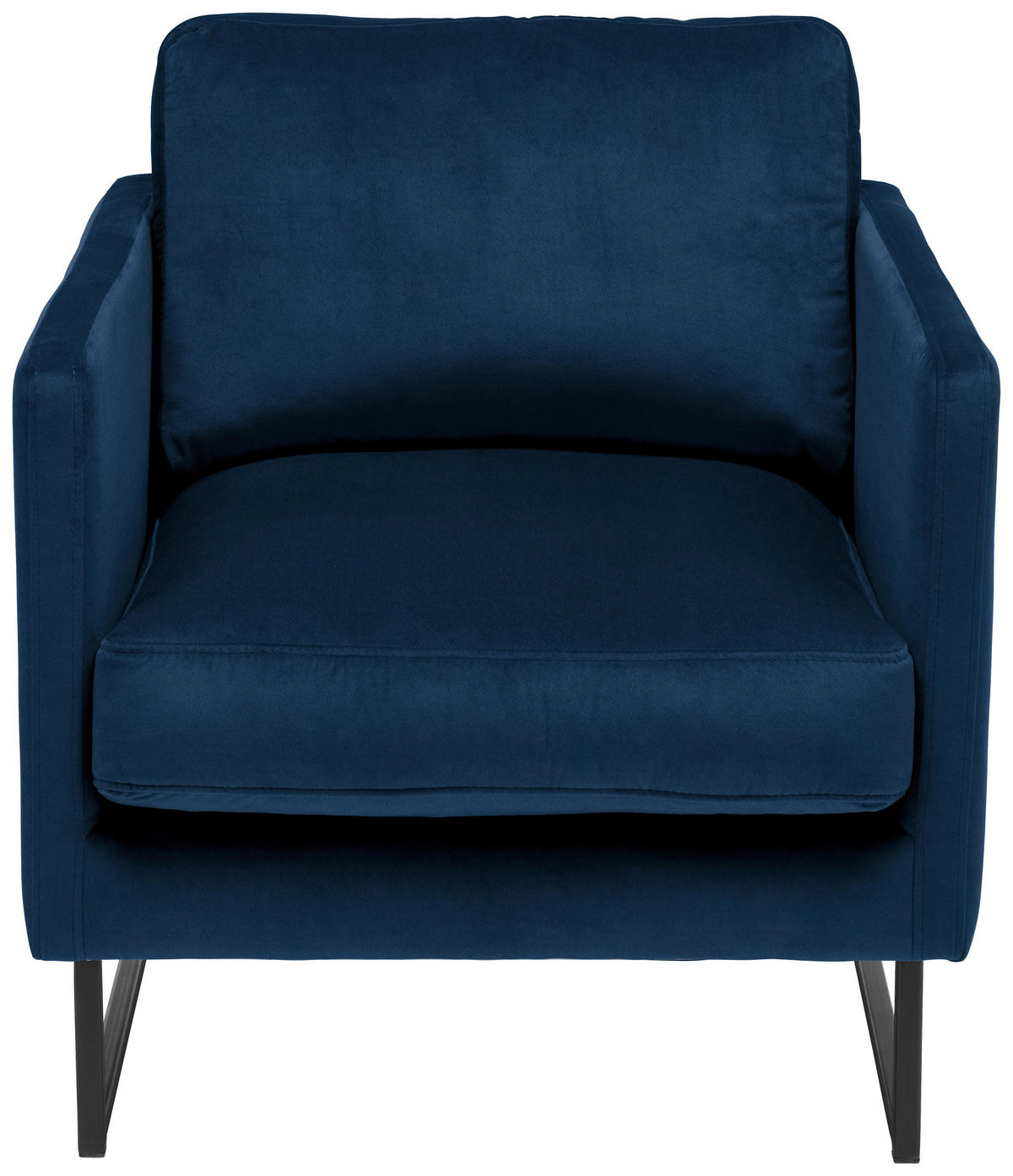 SESSEL in Samt Dunkelblau  - Schwarz/Dunkelblau, Design, Textil/Metall (72/78/84cm) - Carryhome