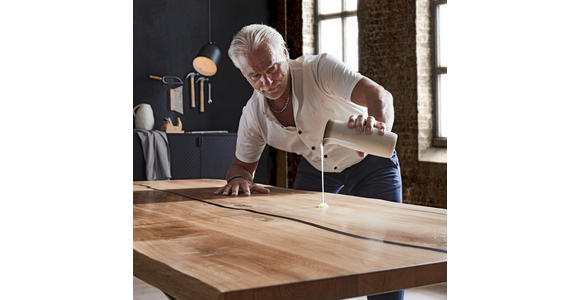 ESSTISCH in Holz 220/100/76 cm  - Eichefarben/Schwarz, Design, Holz/Metall (220/100/76cm) - Linea Natura