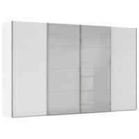 SCHWEBETÜRENSCHRANK 361/235/68 cm 4-türig Grau, Weiß  - Chromfarben/Weiß, KONVENTIONELL, Glas/Holzwerkstoff (361/235/68cm) - Novel