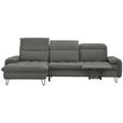 ECKSOFA in Flachgewebe Hellgrau  180/310 cm  - Hellgrau/Schwarz, LIFESTYLE, Textil/Metall (180/310cm) - Valnatura