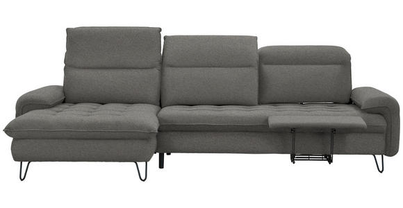 ECKSOFA in Flachgewebe Hellgrau 180/310 cm - Hellgrau/Schwarz, LIFESTYLE, Textil/Metall (180/310cm) - Valnatura