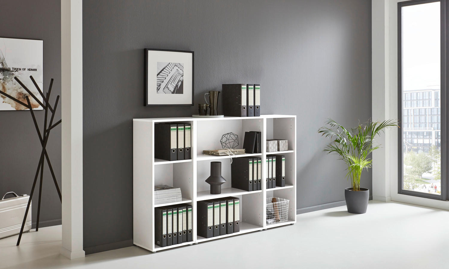 AKTENREGAL 172,6/113,6/33 cm  - Silberfarben/Weiß, MODERN, Holzwerkstoff (172,6/113,6/33cm) - MID.YOU