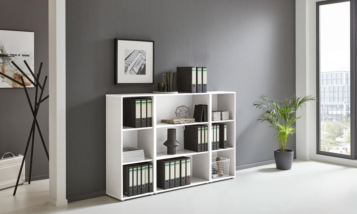 AKTENREGAL 172,6/113,6/33 cm  - Silberfarben/Weiß, MODERN, Holzwerkstoff (172,6/113,6/33cm) - MID.YOU