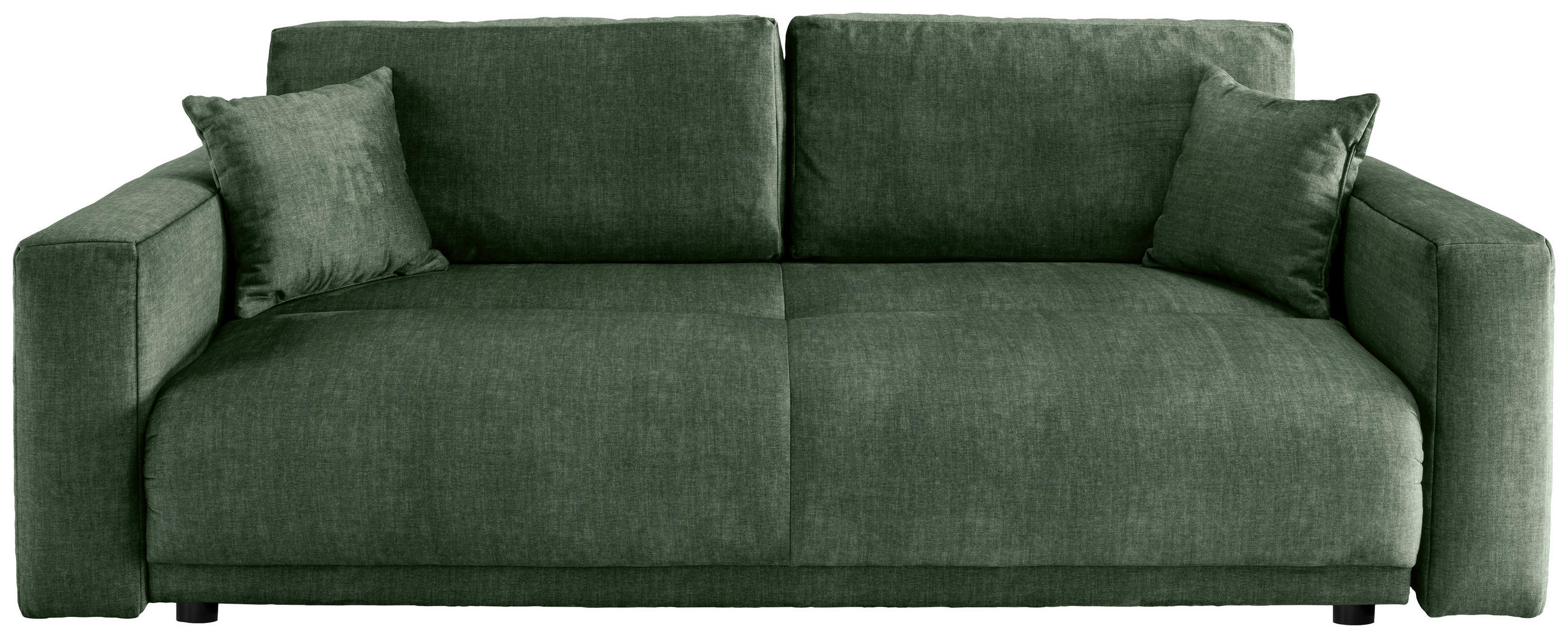 SCHLAFSOFA  mit Liegefunktion, Rücken echt Velours Dunkelgrün  - Dunkelgrün/Schwarz, MODERN, Kunststoff/Textil (245/86/126cm) - Livetastic