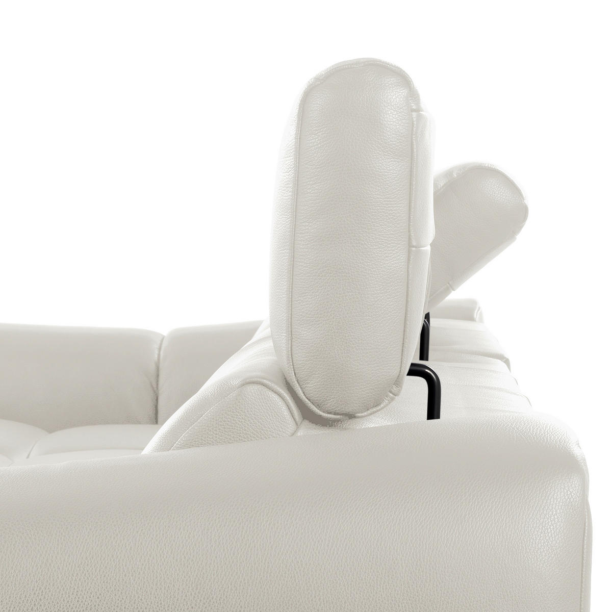 ECKSOFA AVEIRO Weiß Echtleder Bettkasten, Kopfteilverstellung, Sitzvorzug  - Schwarz/Weiß, Design, Leder/Kunststoff (177/274cm) - Livetastic