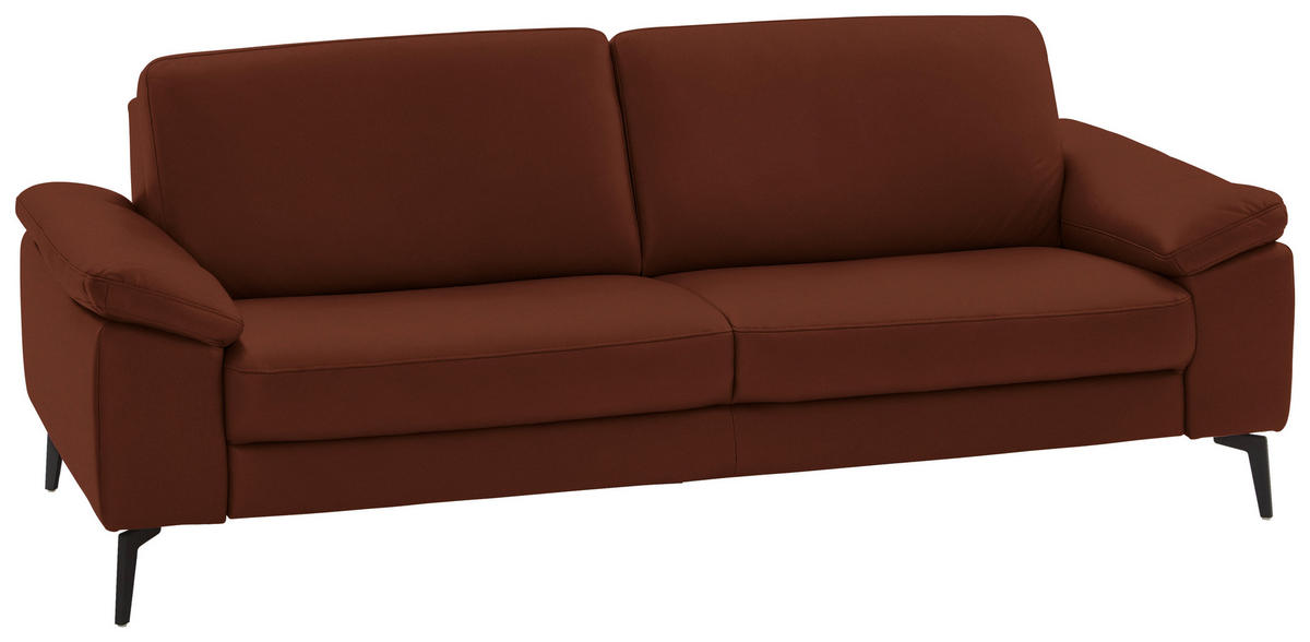 3-SITZER-SOFA in Leder Rotbraun  - Rotbraun/Schwarz, Design, Leder/Metall (224/88/100cm) - Valdera