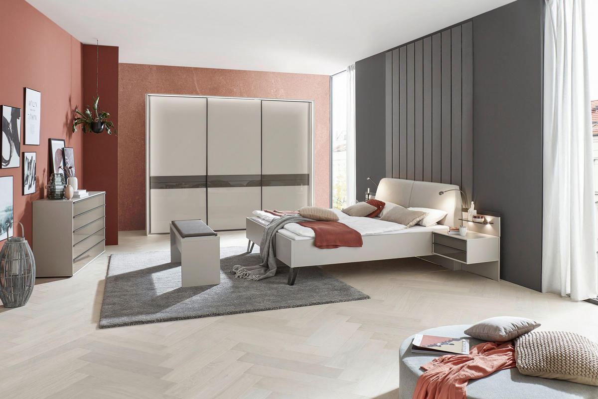 BETTANLAGE 180/200 cm  in Braun, Grau   - Braun/Grau, Design, Glas/Holzwerkstoff (180/200cm) - Dieter Knoll