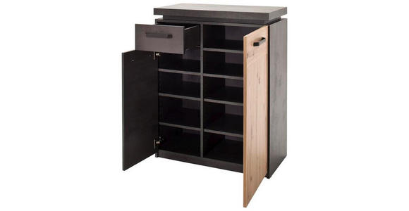 GARDEROBE 5-teilig in 261/201/38 cm - Eichefarben/Dunkelgrau, Design, Holzwerkstoff (261/201/38cm) - Voleo