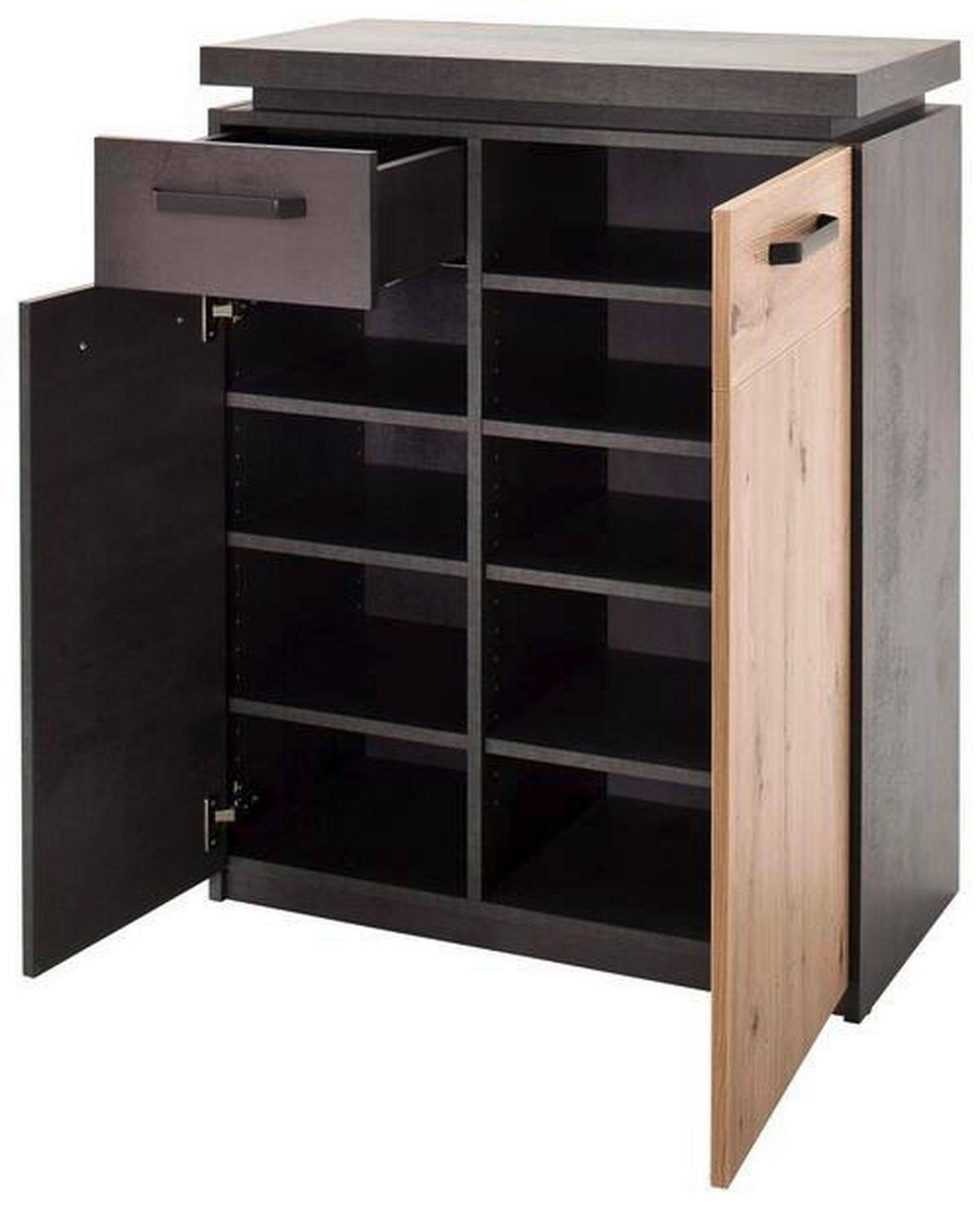 GARDEROBE 5-teilig  in 261/201/38 cm  - Eichefarben/Dunkelgrau, Design, Holzwerkstoff (261/201/38cm) - Voleo