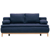 BOXSPRINGSOFA  mit Stoffauswahl, Schlafen auf Sitzhöhe Flachgewebe Dunkelblau  - Eichefarben/Beige, Design, Holz/Textil (202/78/93/100cm) - Carryhome