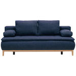 BOXSPRINGSOFA  mit Stoffauswahl, Schlafen auf Sitzhöhe Flachgewebe Dunkelblau  - Eichefarben/Beige, Design, Holz/Textil (202/78/93/100cm) - Carryhome