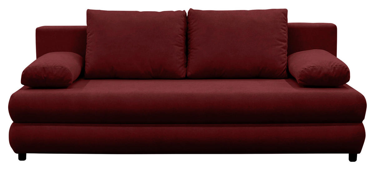 SCHLAFSOFA MELA in Chenille, Webstoff Bordeaux  - Bordeaux/Schwarz, Design, Kunststoff/Textil (206/87/88cm) - P & B