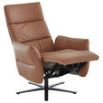 RELAXSESSEL in Leder Haselnussfarben  - Schwarz/Haselnussfarben, Design, Leder/Metall (70/122/85cm) - Dieter Knoll