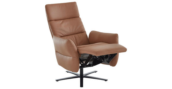 RELAXSESSEL in Leder Haselnussfarben  - Schwarz/Haselnussfarben, Design, Leder/Metall (70/122/85cm) - Dieter Knoll