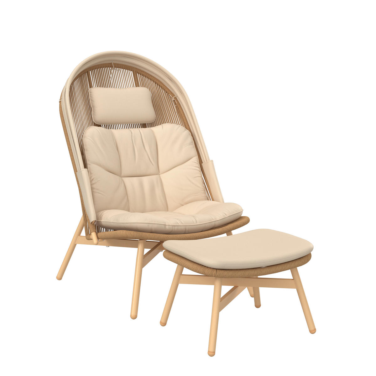 SONNENINSEL 84/71/141/38/114/50 cm Eisen  - Beige/Naturfarben, MODERN, Kunststoff/Textil (84/71/141/38/114/50cm) - Ambia Garden