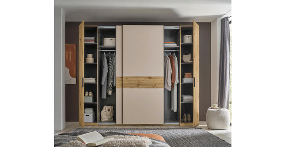 KOMBISCHRANK 267/225/62 cm 4-türig  - Kaschmir/Schwarz, Design, Holzwerkstoff/Metall (267/225/62cm) - Xora