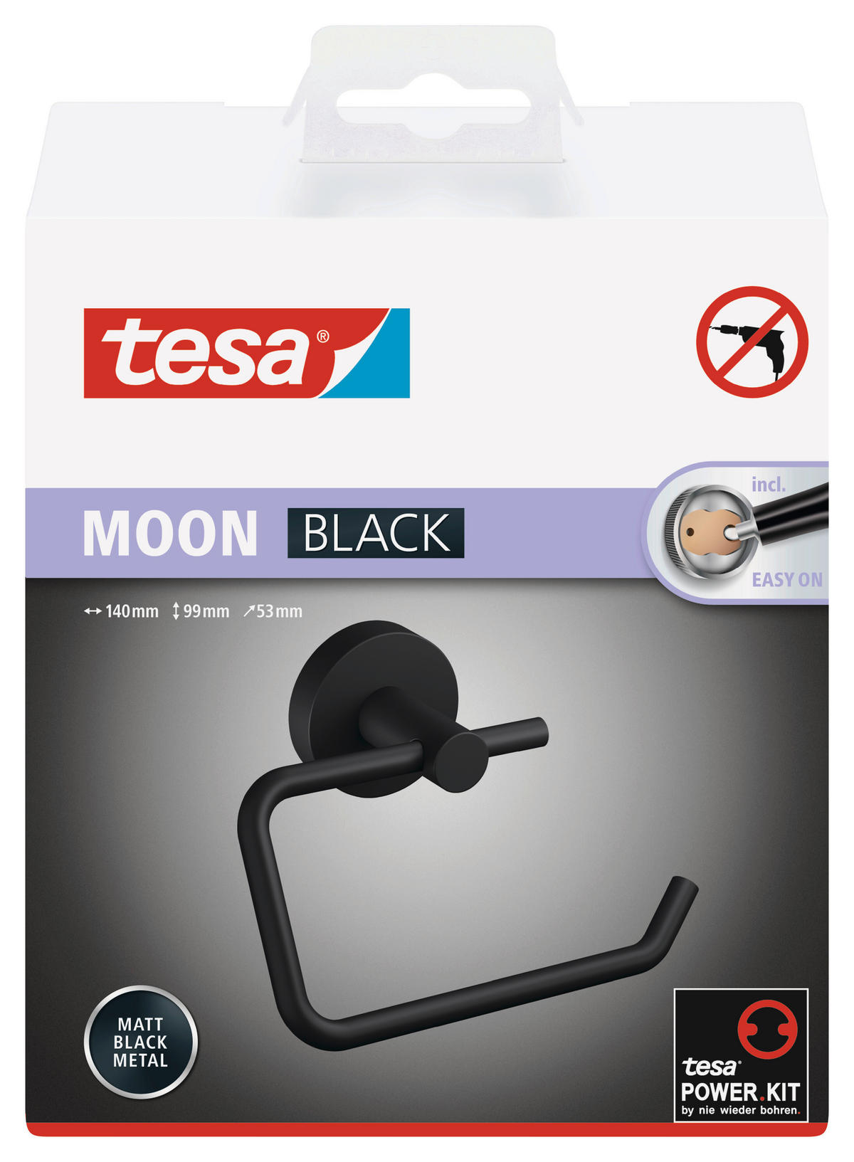 TOILETTENPAPIERHALTER - Schwarz, Basics, Metall (9,9/5,3/14cm) - Tesa