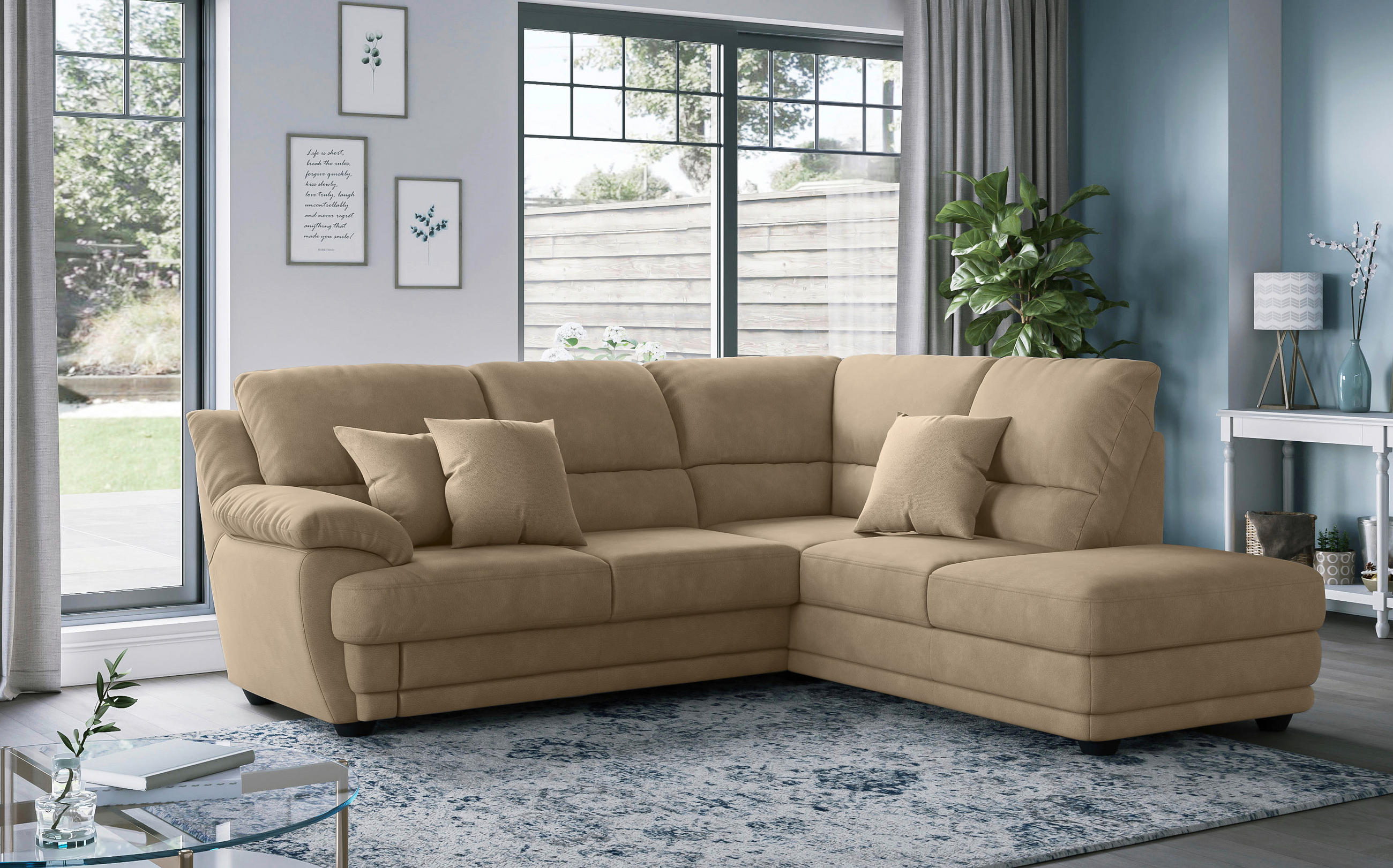 ECKSOFA in Chenille Sandfarben  245/225 cm  - Sandfarben, Design, Kunststoff/Textil (245/225cm) - Livetastic
