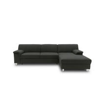 ECKSOFA Schwarz Webstoff  - Chromfarben/Schwarz, KONVENTIONELL, Textil/Metall (251/150cm) - MID.YOU