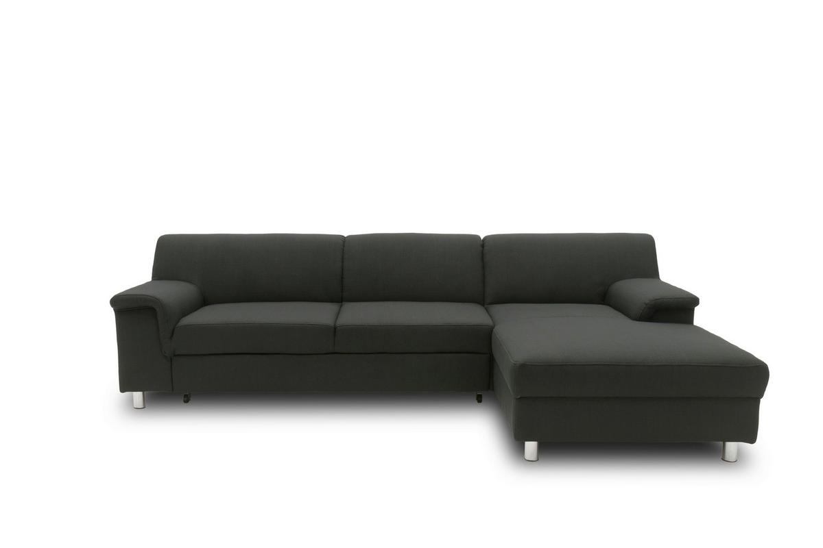 ECKSOFA Schwarz Webstoff  - Chromfarben/Schwarz, KONVENTIONELL, Textil/Metall (251/150cm) - MID.YOU