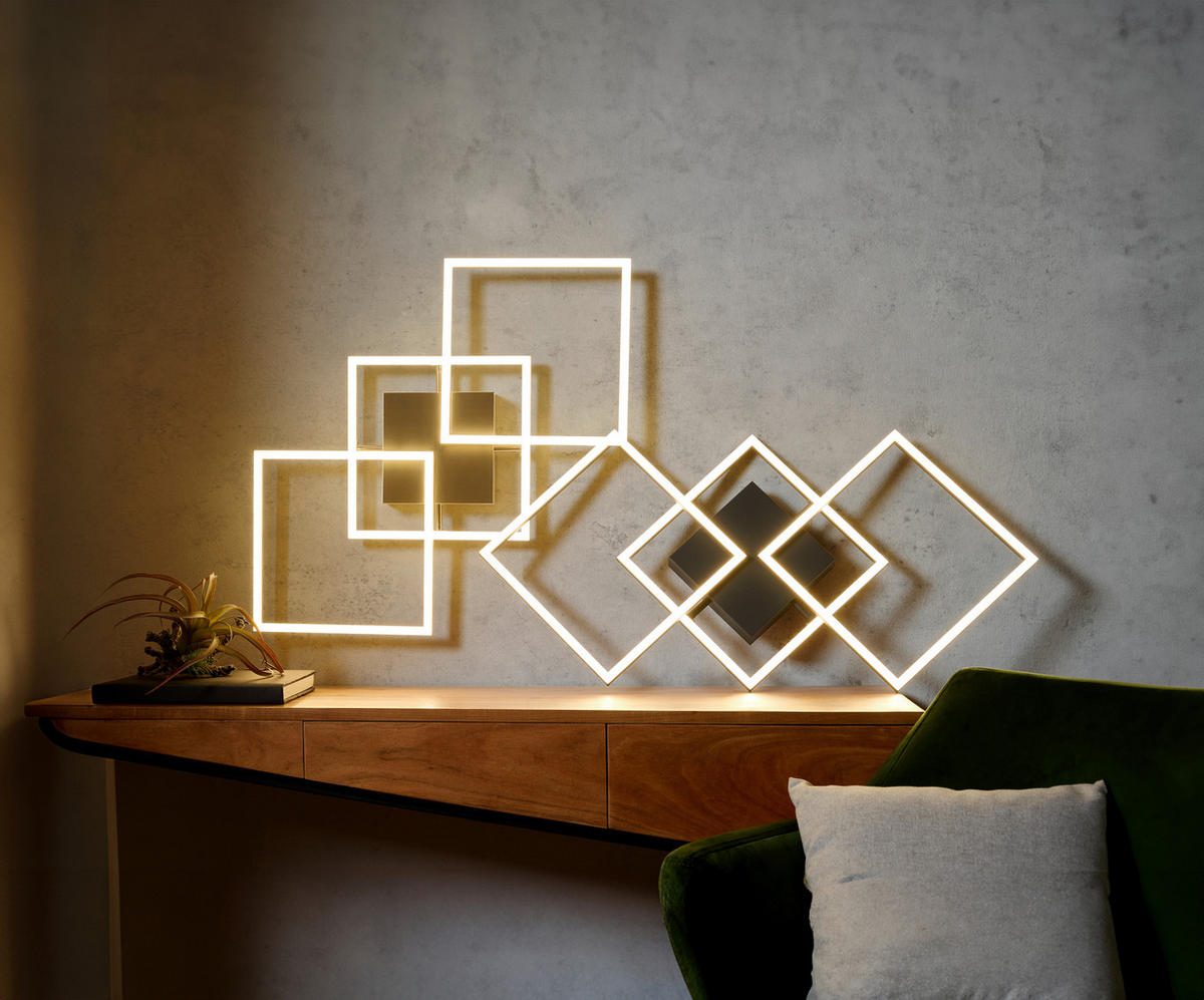 STROPNÍ LED SVÍTIDLO, 75,5/37/6 cm - barvy niklu, Trend, kov/plast (75,5/37/6cm) - Novel