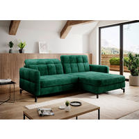 ECKSOFA in Samt Grün  225/160 cm  - Schwarz/Grün, Design, Textil/Metall (225/160cm) - MID.YOU